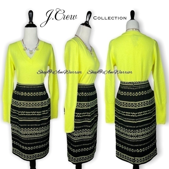 J.Crew Collection neon yellow citrus Italian cashmere sweater *shop@iamwarrior - Picture 2 of 10